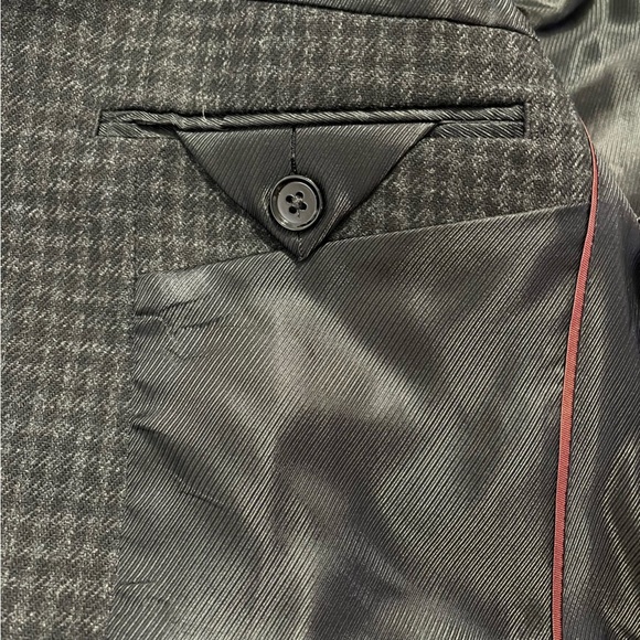 Express photographer fitted men’s wool blend fine plaid twill blazer EUC - Picture 11 of 13